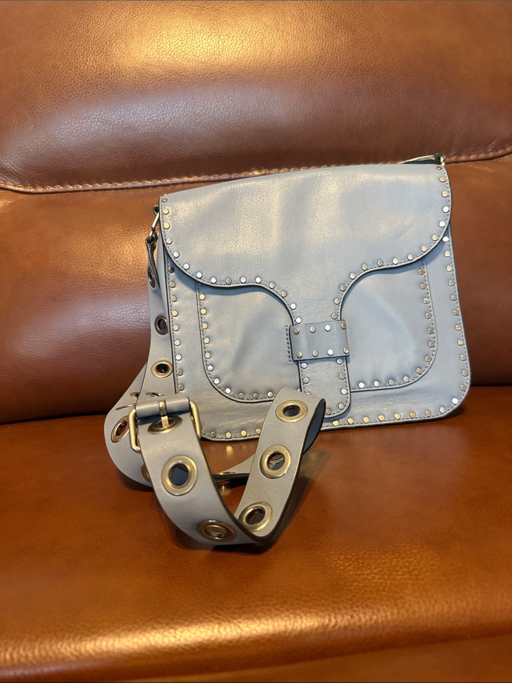 Rebecca Minkoff Light Gray Studded Leather Crossbody